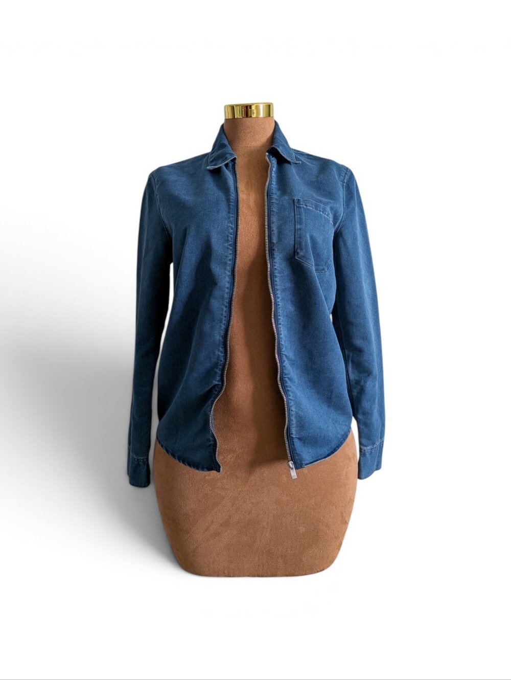 H&M Western Core Blue Denim Zip-Up Shirt Jacket